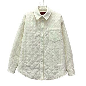 Gucci White Logo Jacquard Full-Print Cotton Long-Sleeve Single-Breasted Jacket S